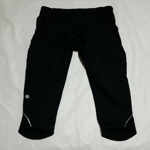 Lululemon Athletica Black Cropped Leggings With Ruffled Trim Size 6